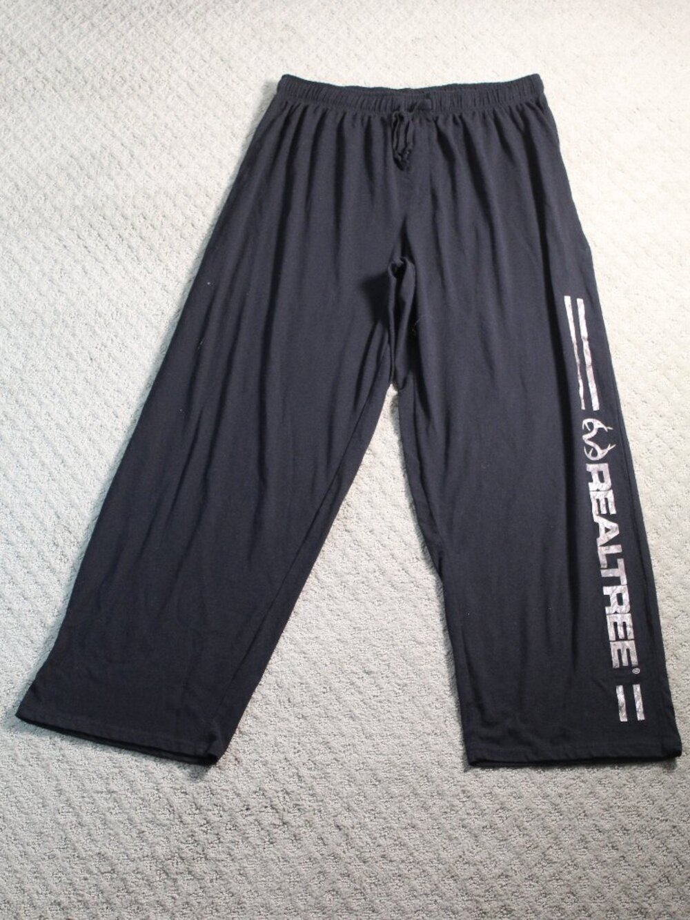Realtree Size L Black Drawstring Knit Pajama Bottoms